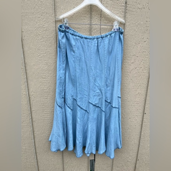 Joan Vass Brenna Angled Seamed Midi Denim Pull on Skirt Size 2X - Picture 4 of 7